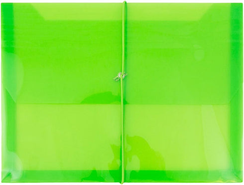 JAM PAPER Plastic Expansion Envelopes with Elastic Band Closure, Letter Booklet, 9 3/4 x 13, Lime Green