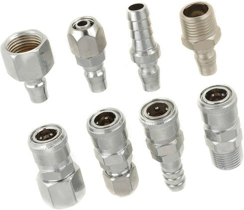 8Pcs Coupling Connector Set, 1/2 Pneumatic Air Compressor Hose Quick Coupler Plug Socket