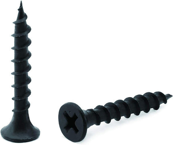 #7 x 1-1/4" Wood Screw 100PCS Black Phosphate Coated Stainless Flat Truss Head Fast Self Tapping Drywall Screws by SG
