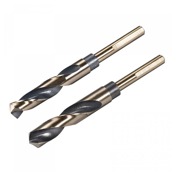 uxcell 2pcs Reduced Shank Drill Bit Set, 16mm 17mm Titanium Nitride Coated High Speed Steel for Stainless Steel, Copper