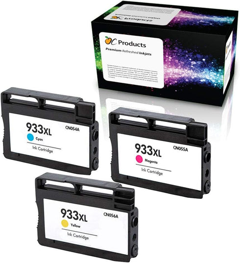 Refilled Ink Cartridge Replacement 3 Pack for HP 933XL for HP Officejet 6100 6600 6700 7110 7610 7612 (1 Cyan 1 Magenta
