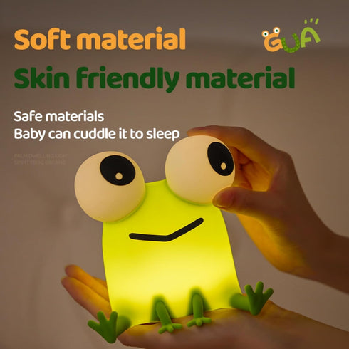 CQDAKET Dimmable, Frog Night Light for Kids, Rechargeable Bedside Touch Lamp, with Timer, Soft Silicone Nursery Night