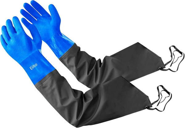 Long Rubber Drain Cleaning Gloves, Waterproof Elbow Length Insulated Gloves (27 Inch)