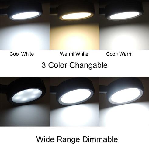 Dimmable 3 3 QUANS Clip on Clamp LED Gooseneck Desk Light Lamp, Clip-on Color Changeable Reading Lights, C-Clamp