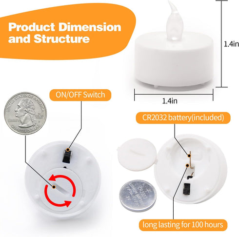 KOABY 12/24/50/100/200/400 Pack Battery Operated LED Tea Lights