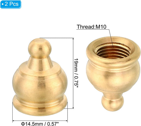 PATIKIL M10 2 Pack 14.5x19mm Thread Lamp Finial Cap Knob, Brass Lamp Shade Harp Top Screw Caps Decoration Light Fixture