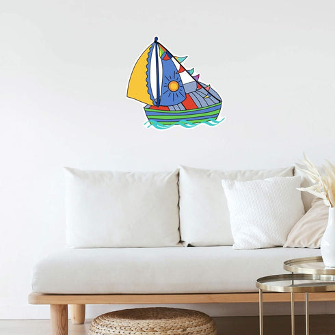 Azeeda (DW00085999) 'Toy Sailing Boat' White Premium Vinyl Decal Sticker Waterproof, Durable & Easy to Apply - Ideal