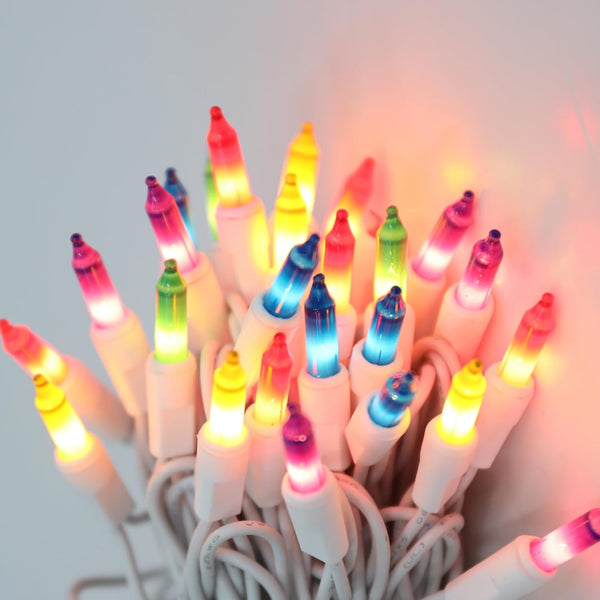 Vigdur 2 Packs 13ft 50 Multi-Color Christmas Lights on White Wire Cord,