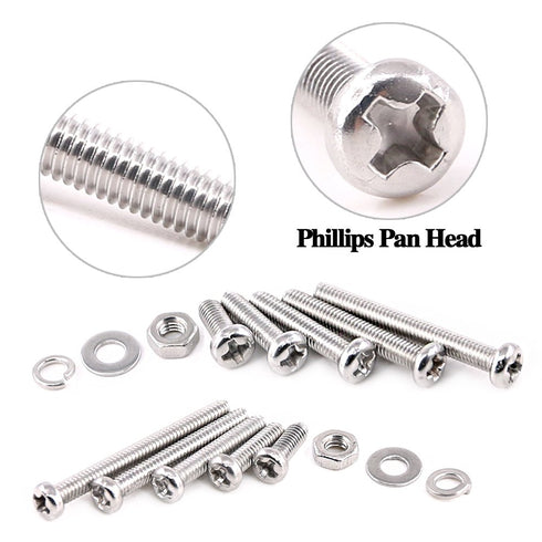 Glarks 560Pcs M2 M3 Phillips Pan Head Stainless Steel Screws Bolts Nuts Lock and Flat Washers Assortment Kit