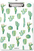 WAVEYU Cute Decorative Clipboard, Cactus Design with Low Profile Clip, Letter Size (12.5"x9"), Retractable Key Hole for