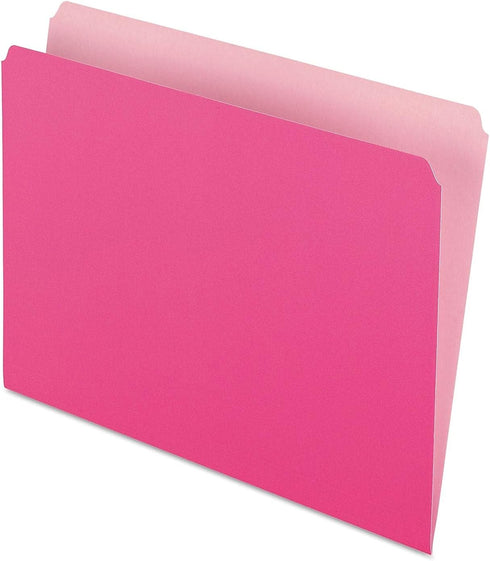 Pendaflex 152PIN Colored File Folders, Straight Cut, Top Tab, Letter, Pink/Light Pink, Box of 100