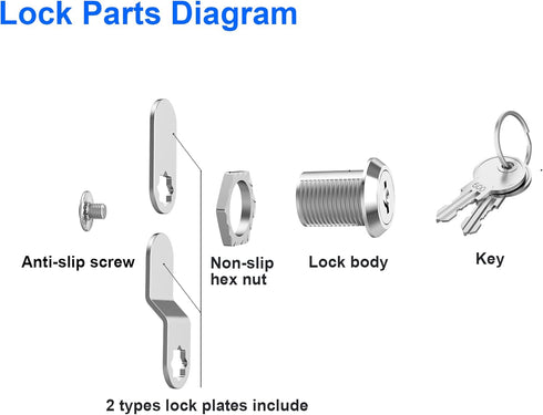 6 Pack Cabinet Locks with Keys, 5/8" Cam Lock Keyed Alike, Secure Drawer and RV Storage Locks Replacement Set