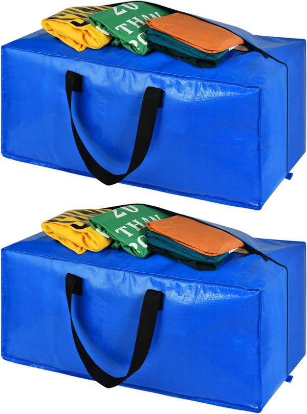 Extra Large Moving Bags, 2 Pack Storage Totes with Backpack Handles, Zipper Compatible with IKEA Frakta Cart for Packing