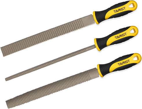 3-Piece Wood Rasp File Set, 8" Includes Flat/Half-Round/Round for Woodworking & Sharpening Wood