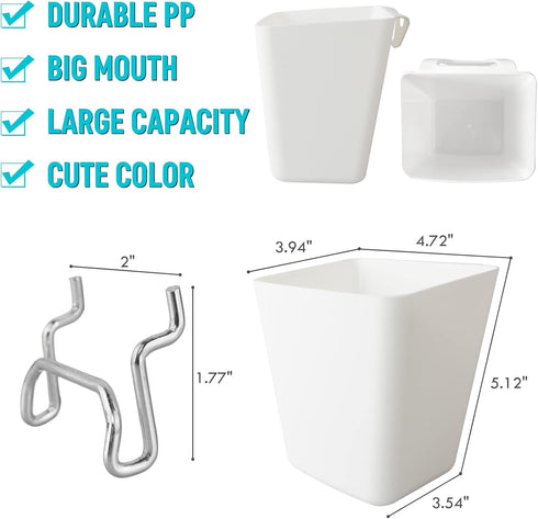 G.CORE Large Pegboard Cups, 6 Pack Peg Board Storage Bin with Hooks for Garage, Craft Room, Office Organization