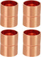 PATIKIL 20mm ID Copper Coupling Fittings, 4 Pcs Rolled Tube Stop Straight Pipe Fitting for HVAC Plumbing