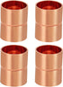 PATIKIL 20mm ID Copper Coupling Fittings, 4 Pcs Rolled Tube Stop Straight Pipe Fitting for HVAC Plumbing
