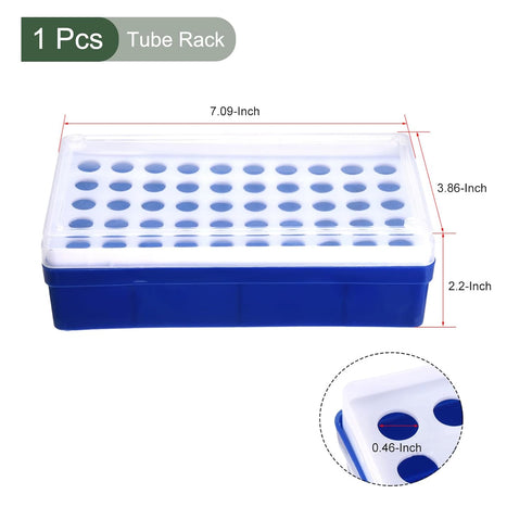 YOKIVE Tube Rack, Polypropylene Test Tube Rack Holder | Great for 1.5ml, 2ml Lab Test Tube(Blue, 50-Sockets)
