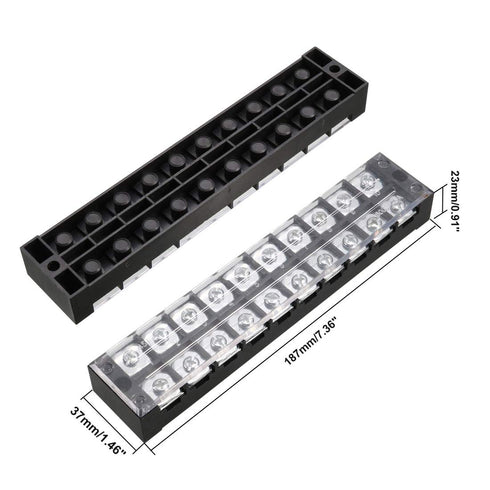 uxcell Dual Rows 10 Positions 600V 45A Cable Barrier Block Terminal Strip TB-4510L