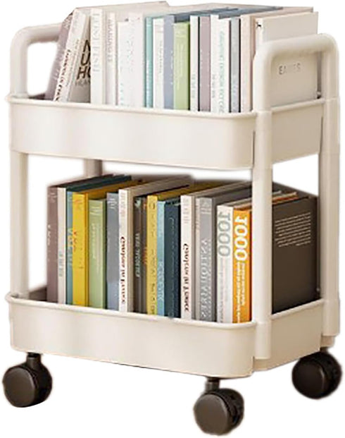 Cyrank 2-Tier Utility Rolling Cart, 2 Layers Rolling Cart Storage