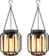 Solar Hanging Lanterns Outdoor: 2 Pack Metal Solar Hanging Lights with Hook,