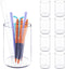 Clear Acrylic Desk Organizer Set - 9 Pack Pen Pencil Holder, Round Makeup Brush and Stationery Storage Container