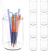 Clear Acrylic Desk Organizer Set - 9 Pack Pen Pencil Holder, Round Makeup Brush and Stationery Storage Container
