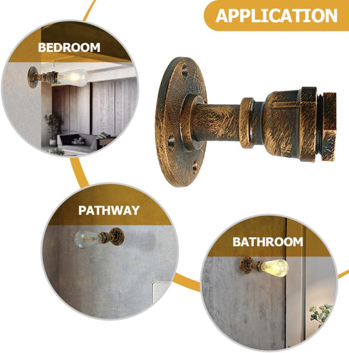 LIFKOME Bulb Vintage Industrial Wall Sconce Rust Pipe Bedside Wall Lamp for Bathroom Mirror Farmhouse Style Without
