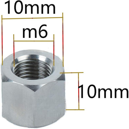 5PCS M6 X 1-Pitch 10mm Length 304 Stainless Steel Metric Hex Coupling Nut