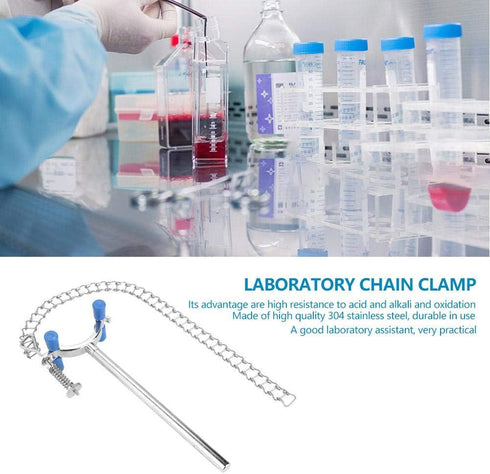 Lab Chain Clamp, Akozon Stainless Steel Laboratory Beaker Chain Clamp Clip for 80-150mm Dia Beaker Container or Flask Chemical Equipment by Akozon