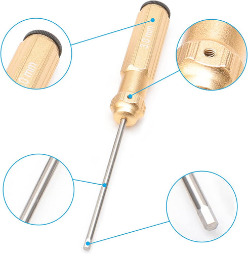 4Pcs RC Hex Screw Driver Kit, Hex Screw Nut Screwdrivers with Small Cross Wrenches Sleeve for RC Car Helicopter Models