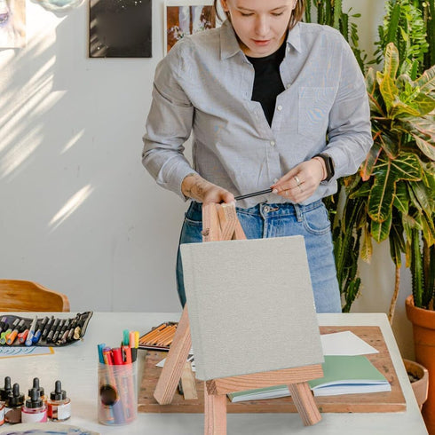 Beavorty 2pcs Home Decoration Tabletop Easel for Kids, Mini Canvases Painting Supplies