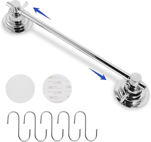 SLIIMU Suction Cup Towel Bar for Shower with 5 Hooks, 17-28 Inch