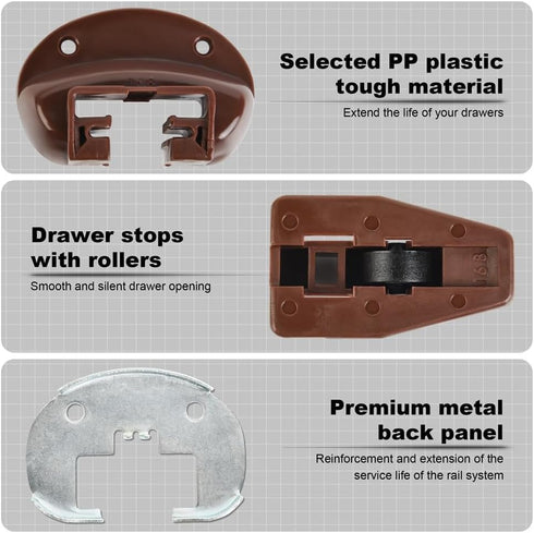 5Sets Parts Drawer Track Slide Kit,Track Drawer Guides Furniture Parts for Dressers,Hutches and Nightstand Drawer