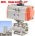 YIYIBYUS 1/2" Three-piece Pneumatic Ball Single-Acting Pneumatic Air Actuated Ball Valve Stainless Steel for Automatic