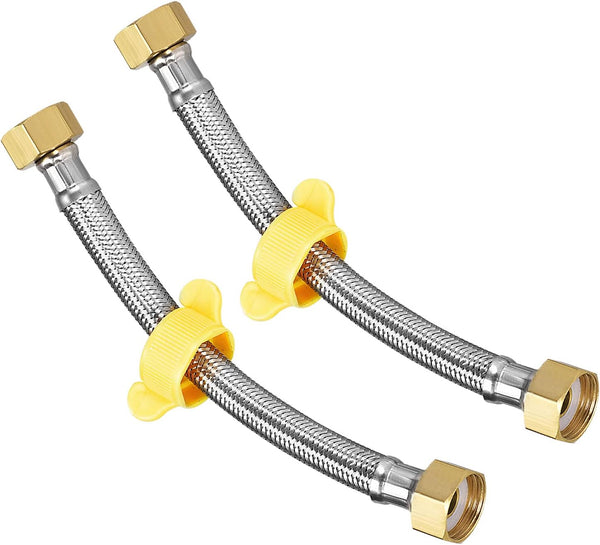 Faucet Supply Hose Connector 2Pcs 200mm/8" 304 Stainless Steel G1/2 Female Water Supply