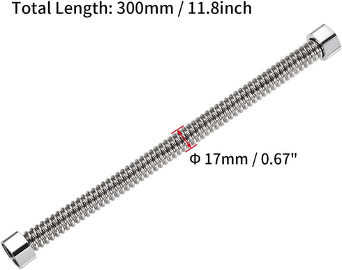 uxcell Corrugated Stainless Steel Flexible Water Line 11.8inch Long G1/2 Female Threaded Connector with Washer, 4pcs by uxcell
