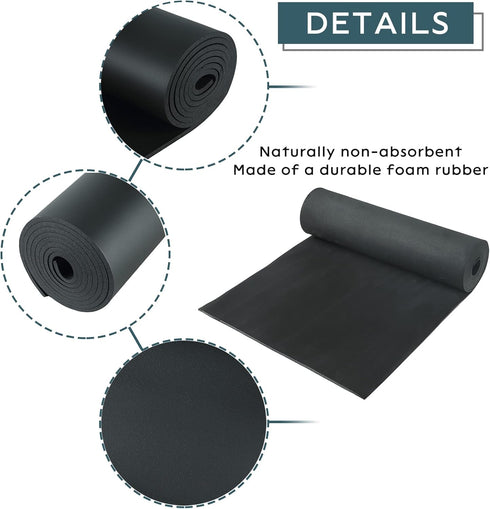 NATGAI Sponge Neoprene Without Adhesive Foam Rubber Sheet, Cut to Multiple Dimensions, 1/4" Thick x 17" Wide x 80" Long