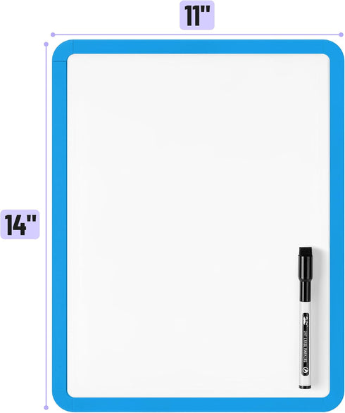 Mr. Pen Dry Erase Board - 14” x 11” Small White Board with Black Marker and Blue Frame for Kids