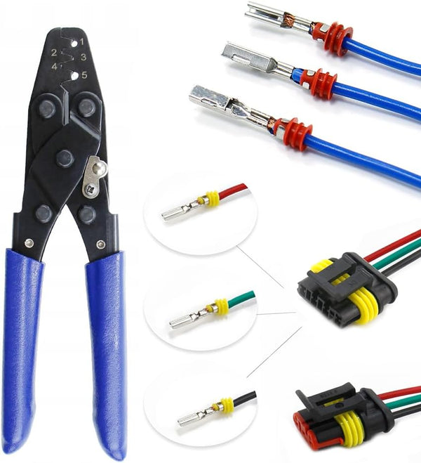 Weather Pack Crimper for Automotive Wire Sealed Terminals, Open Barrel Non-Insulated Hand Crimping Tool