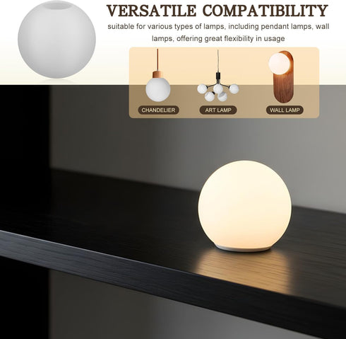 TOPPERFUN 80mm Frosted Glass Globe Lamp Shade round DIY Replacement for Ceiling Light Pendant Wall Sconce Cover