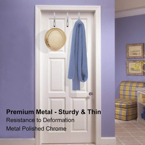12 Pcs Sturdy Metal Over the Door Hooks - Door Hanger Hooks for Hanging Clothes, Towels, Purses, 15 Lbs Capacity