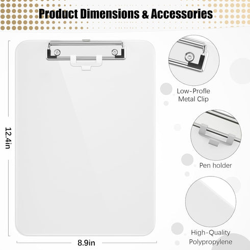 Hongri 2 Pack Plastic Clipboards with Pen Holder, 8.5x11 Letter Size for Classroom, Office, School