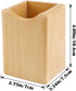Natural Wooden Pen Box, Desktop Stationery Organizer, Creative Solid Wood Pencil Holder for Office Supplies (Beech Wood)