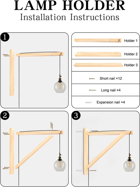 Cuyacili Wall Lamp Shelf Wood Bracket Wall Mount Triangle Supports Hanging Wall Sconces Decoration Farmhouse Rustic
