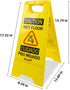 Caution Wet Floor Sign, 2-Sided Foldable Safety Sign (L:17.12in W:8.38in H:0.94in) Bilingual Yellow (2 Pack)
