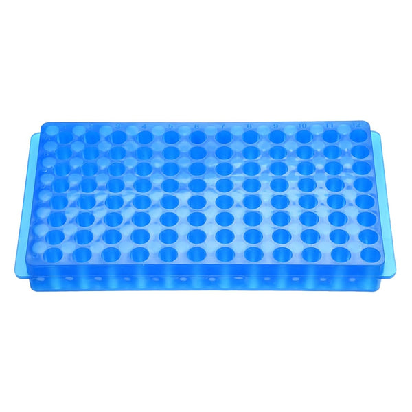YOKIVE Tube Rack Holder - Double Panel Polypropylene for 0.2ml, 0.5ml, 1.5ml, 2ml Lab Test Tube (Blue, 96-Sockets)