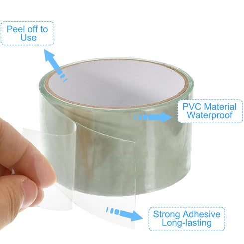 PATIKIL Waterproof Patch Seal Tape, 2 in x 5 Ft, Clear PVC Leak Proof Repair Tape for HVAC Ducts, Roof Cracks