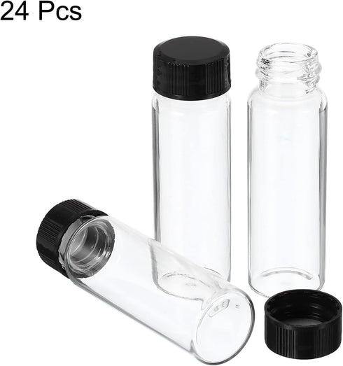 PATIKIL 15mL Reagent Media Bottle, 24 Pack Round Glass Storage Bottles Plastic Screw Cap for Lab Home, Clear by PATIKIL