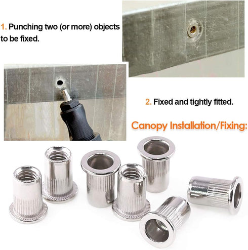 Keadic 50Pcs M6 Metric Rivet Nut, Stainless Steel Flat Head Threaded Insert for Automotive, Furniture, Decoration